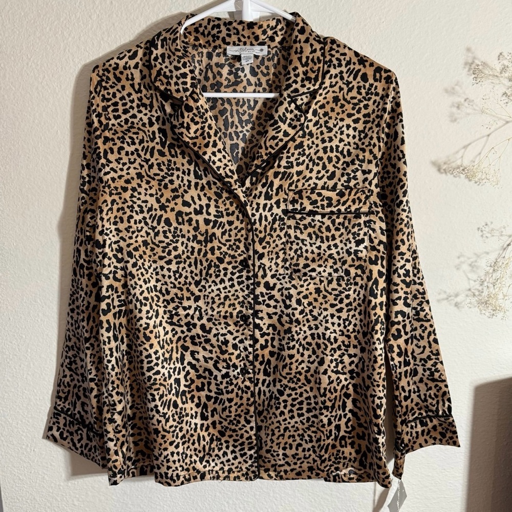 In Bloom By Jonquil Long-Sleeve Leopard Print Sleepwear Pajama Top
